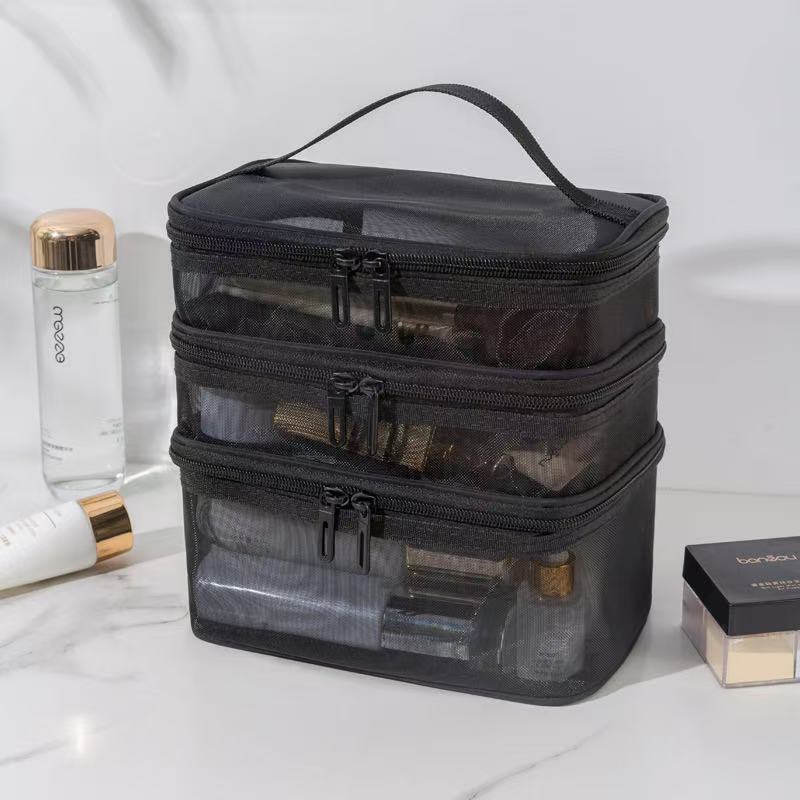 Travel Makeup Storage Bag With Mesh Nylon Large Capacity Perfect For Bathroom And Bedroom
