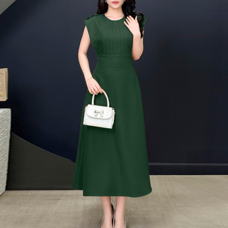 

ZANZEA Женское повседневное элегантное платье с круглым вырезом, летнее, с коротким рукавом 5XL темно-зеленого