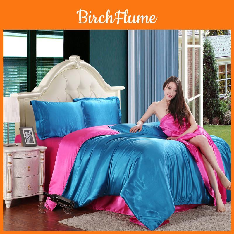 Luxurious Satin Silk Bedding Set 4pc With Comfortable Fitted Sheet And Pillow Case