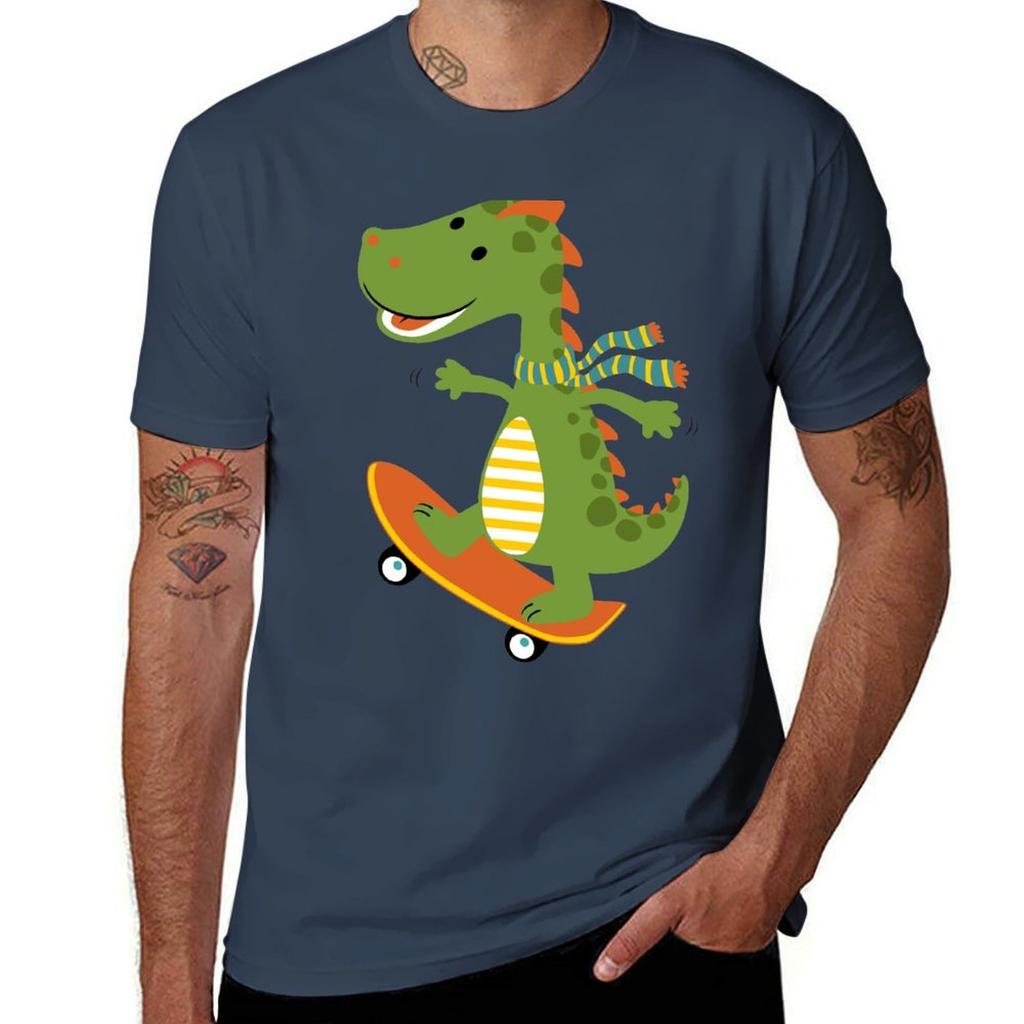 Skater Gator Dinosaur Tshirt Breathable Workout Short Sleeve Top