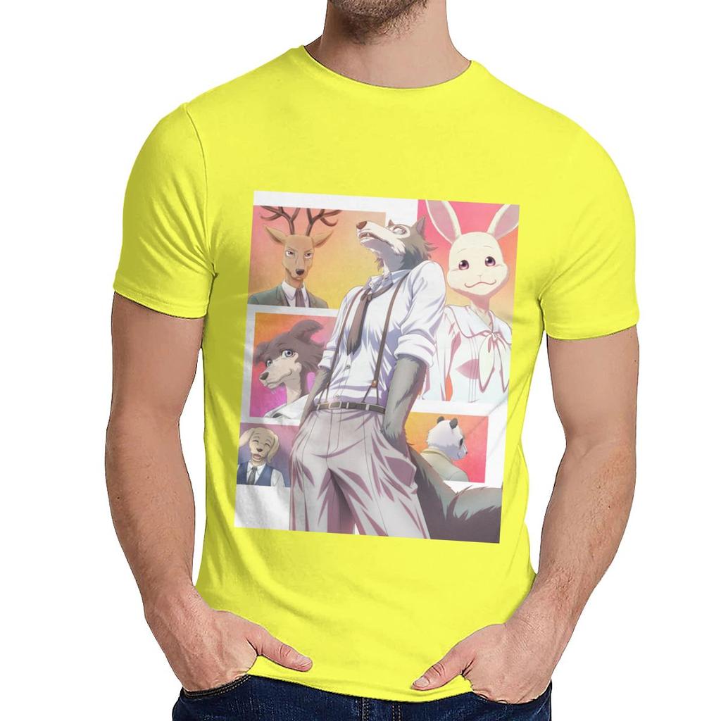 For Man Tee Shirt Beastars Animal Anime Natural Cotton Top Design Round Collar Retro T
