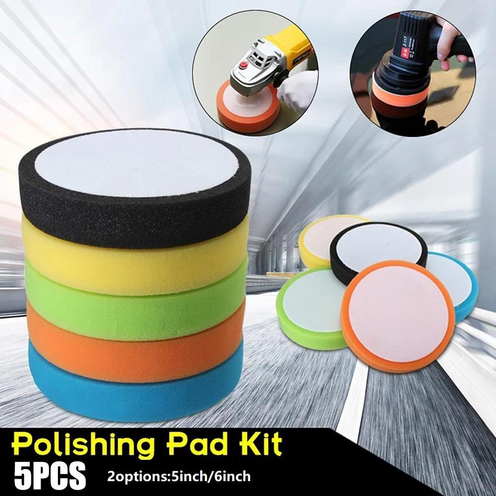 Sponge Pads Tool Sponge Polishing Pads 125mm/5inch 150mm/6inch 5* Foam Buffing Kit Round Flat Polishing Set Sponge New