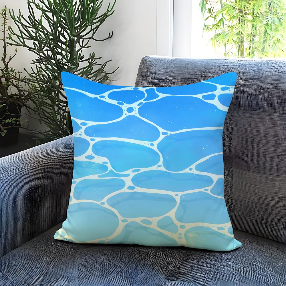 Light blue ocean ripple Cushion Cover Comfortable Reversible Pillow Cover Ideal for Car Sofa Bedroom  Beyond