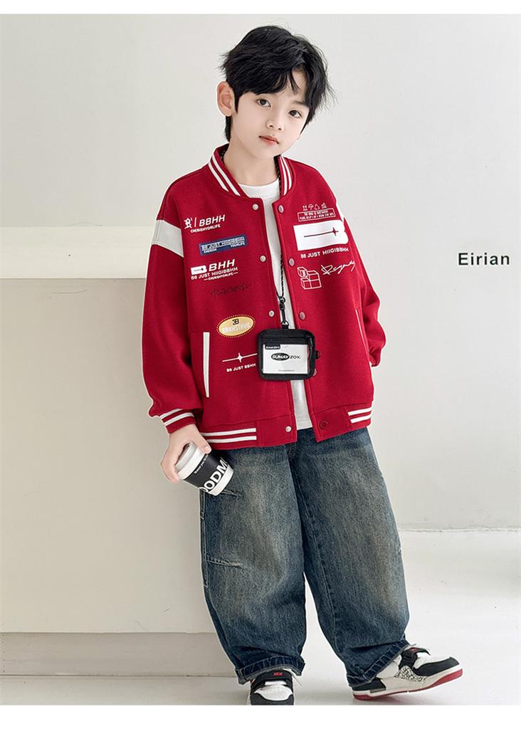 Boys' outerwear Spring and Autumn 2026 New Style Big Boys' Spring and Autumn Sportswear Children's Handsome Red Baseball Jacket