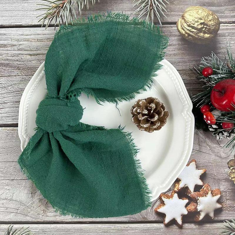 

10PCS Cloth Napkins Cotton Gauze Retro Burr Rustic Kitchen Towel Dining Place Mats Wedding Party Dinner Napkin Table Decoration