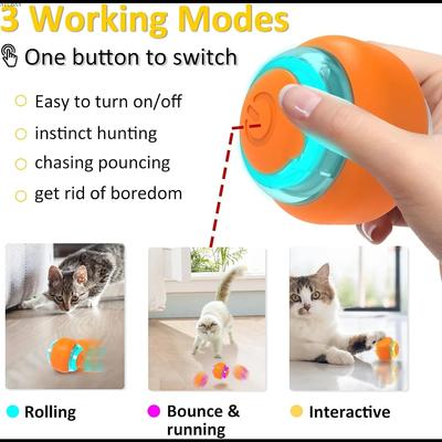 Cat Interactive Ball Toys Automatic Rolling Ball Rechargeable Smart Pet Electric Toy Dog Training  for Exercise Entertainment