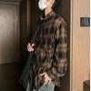 Chemise à carreaux rétro pour homme, vêtement décontracté à manches longues, avec poche unique et boutons, collection printemps-été