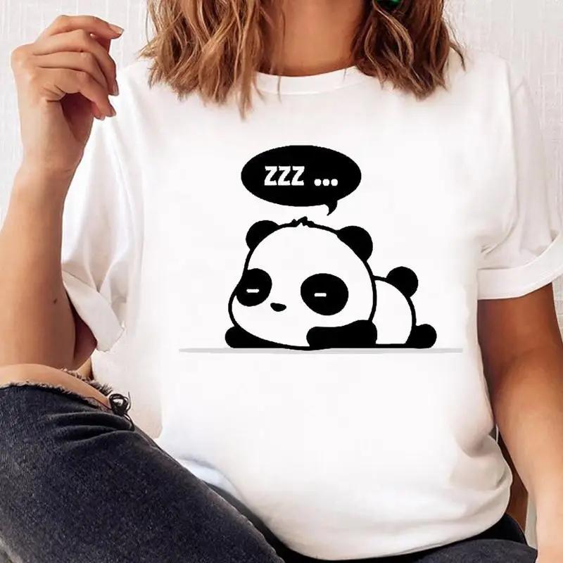 Women Print T Shirt Panda New Love Trend Graphic Tshirt Tee FeUnisex Cartoon Fall Autumn Top Ladies Fashion Clothing