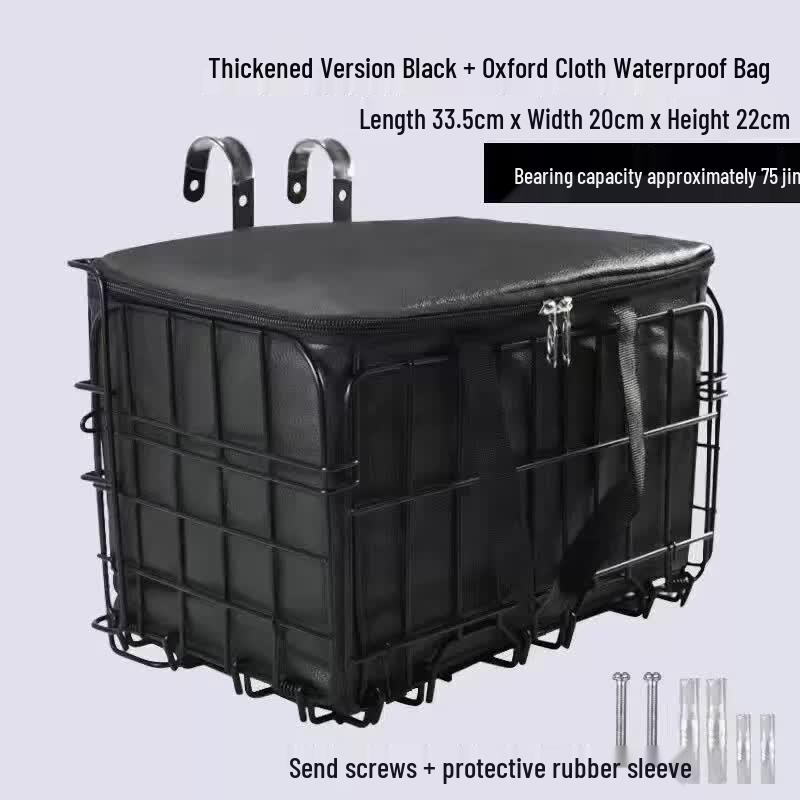 Lishi Mountain Bike Rear Basket with Liner and Adjustable Height