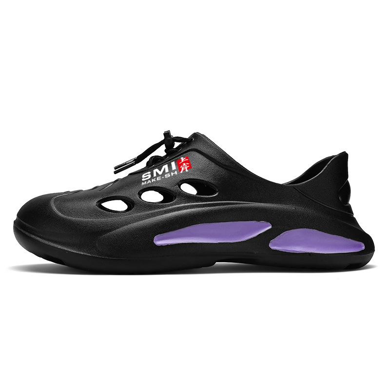 Cool slippers summer hole shoes men's non-slip soft-soled bag head beach shoes men's trendy sandals outdoor wading shoes men's outer wear