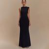Весна Европа и Америка новый однотонный без рукавов с открытой спиной облегающее бедра узкое модное платье