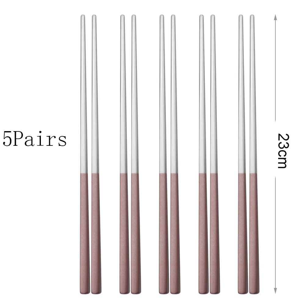 Yemek takımı 5 Çift Paslanmaz Çelik Çubuklarını Metal Suşi Sofra Gümüş Çin Yemeği Düğün Ev Festivali Malzemeleri