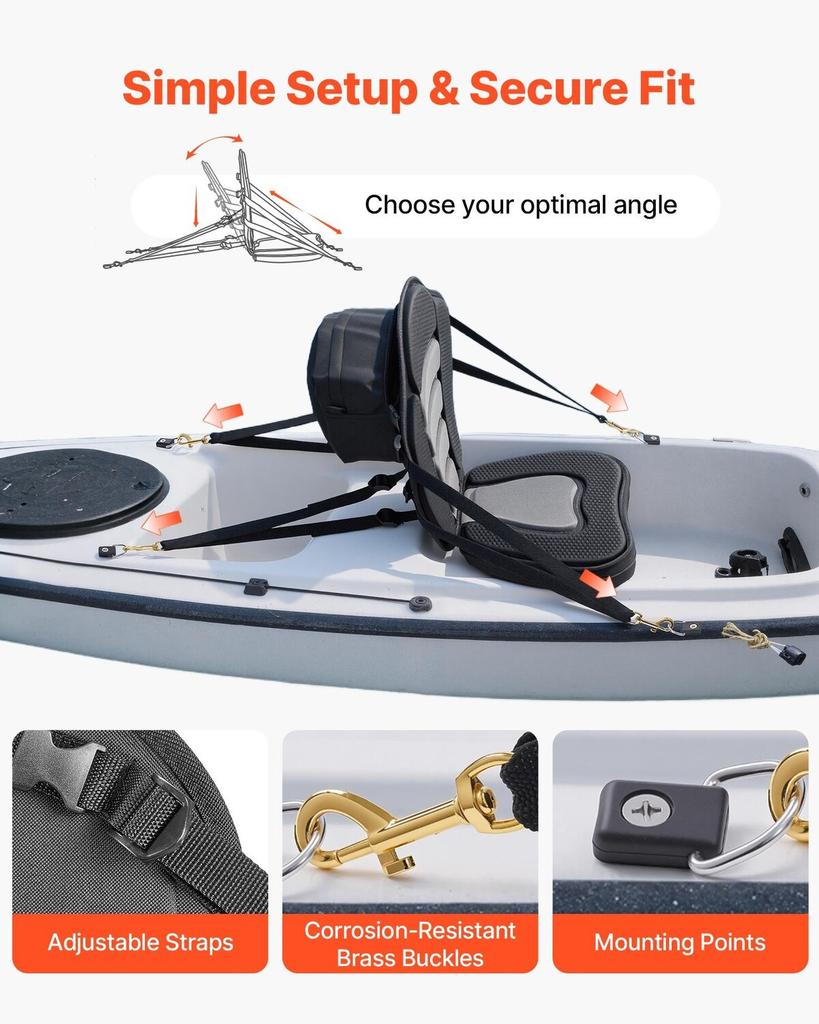 Kayak Seat, 1 Pack 65 Mm Thick, Universal Paddle Board Seat with Back Support, Sit-on-Top Soft Padded Cushion with Storage Bag & Adjustable Straps for