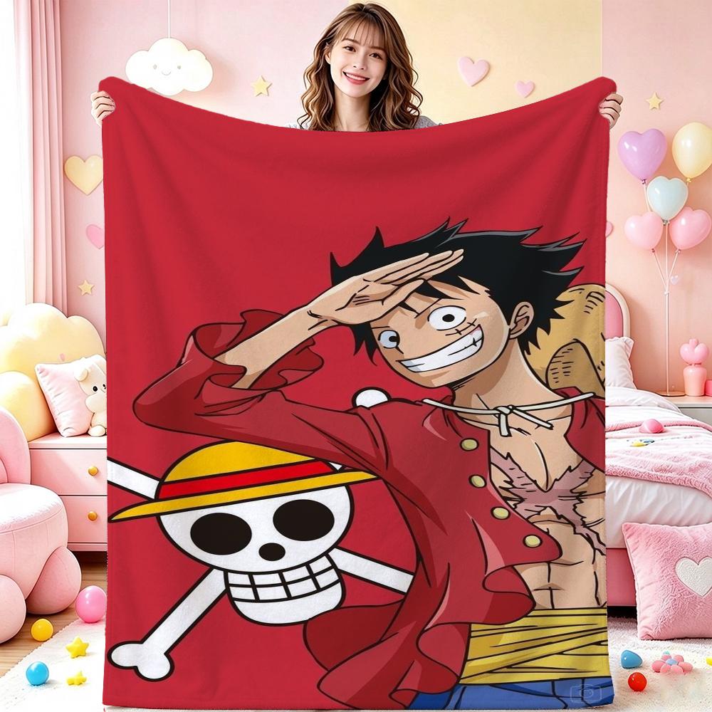 Luffy'S Straw Hat Pirates Pattern Flannel Blanket Soft Comfortable Throw Blanket For Camping Travel Home Decor Christmas Gift