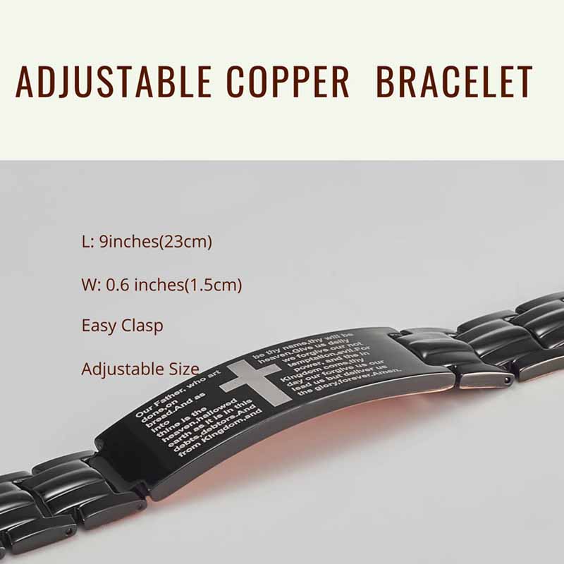 Men's Copper Cross Magnetic Bracelet - Adjustable Black Copper Jewelry