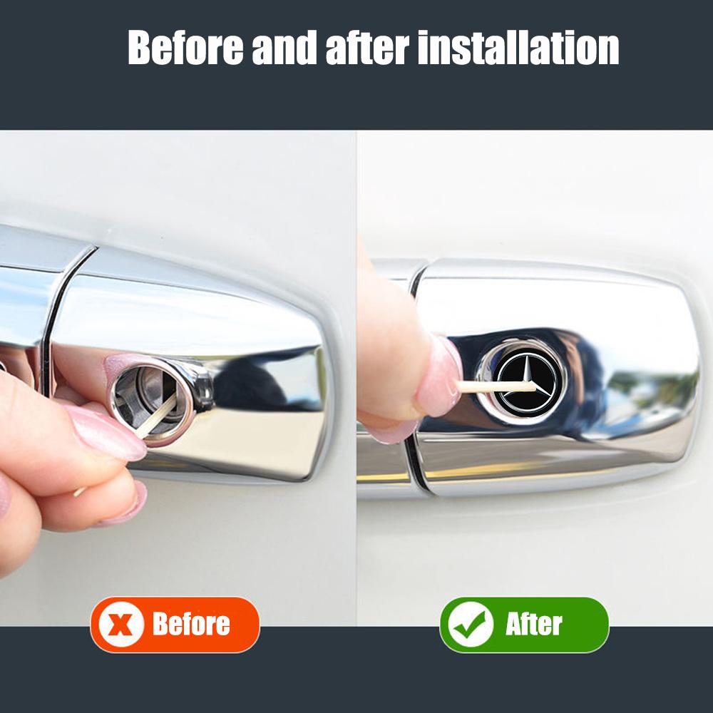 4Pcs Car Lock Stickers Keyhole Anti-blocking Protection Styling For Mercedes Benz B/C/E/S Class A Class C200L GLC GLK New CLA