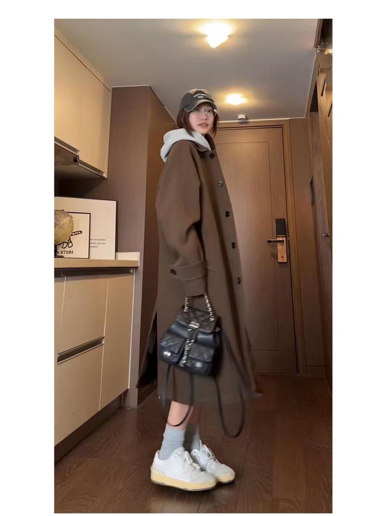 Geacă de vânt de damă petite, lungime medie, stil japonez, 2025 Primăvară, cu guler tip păpușă - Croială largă