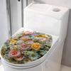 Flower Pattern Bathroom Toilet Seat Decorative Stickers Self-adhesive Waterproof Bathroom Creative Stickers