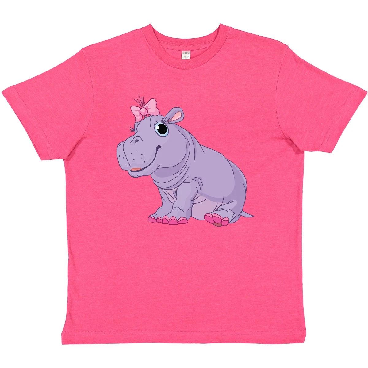 Inktastic Cute Purple Hippo Youth T-Shirt Hippopotamus Animal Wild Life Safari 150