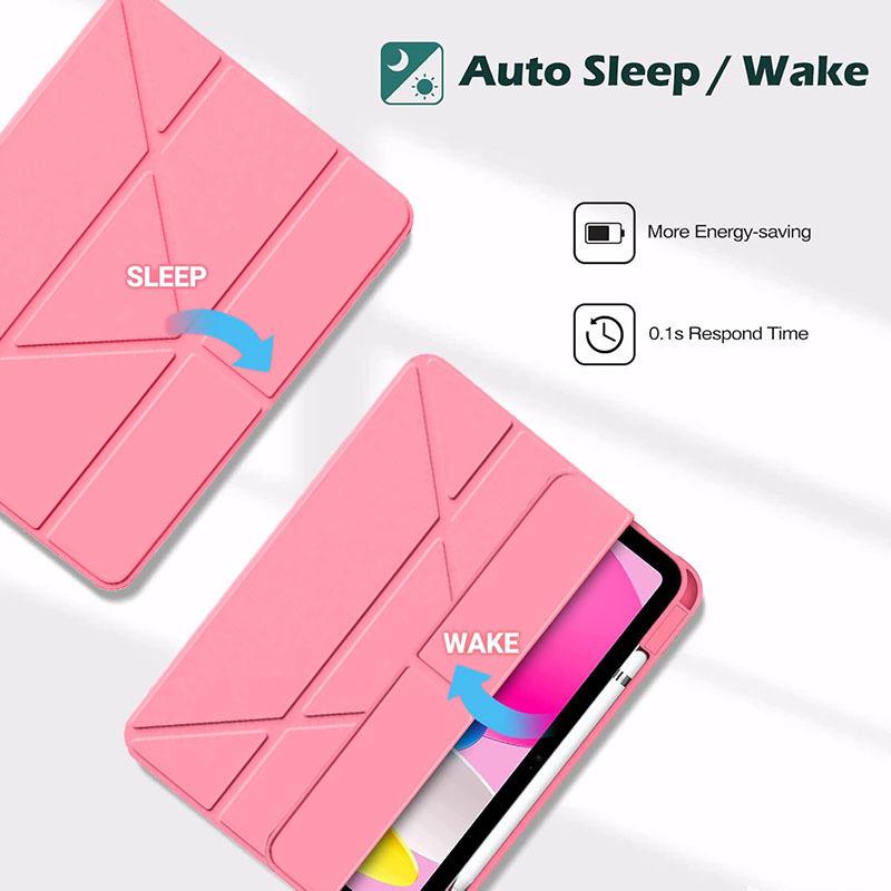 Y-Folding PU Leather Stand Case for IPad A16 11 10 12 Th Generation 11 10.9 Inch 2026 Auto Sleep Smart Clear Pencil Holder Cover