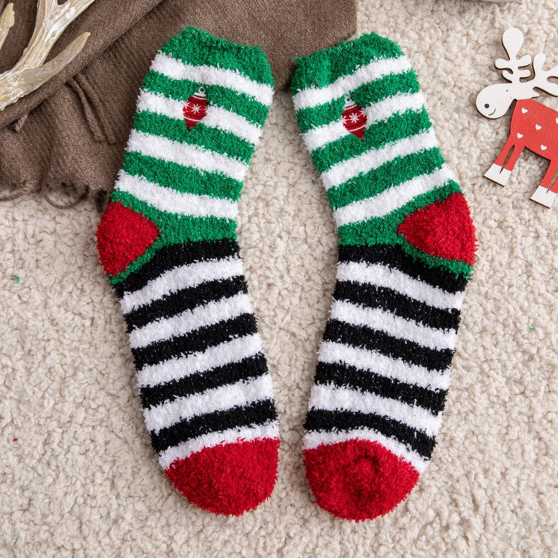 Weihnachtssocken Kinder Mittelhohe Socken Baumwolle Fleece Verdickte Schlafsocken Korallenfleece Warm Niedlich Fleece Kurze Socken