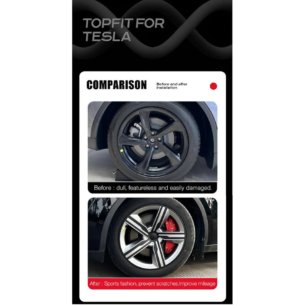 YIKUN 4PCS 19 Inch Wheel Cover for Tesla Model Y Juniper 2025 Performance Full Rims Car Accessories Crossflow Wheels Hubcap caps