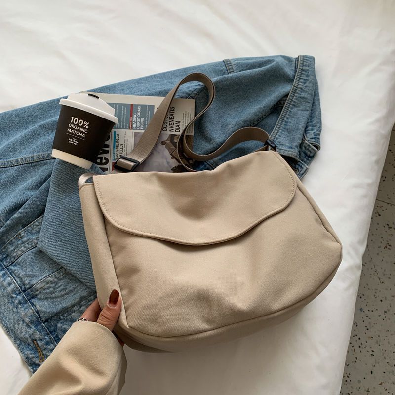 INS Simple Solid Color Versatile Shoulder Crossbody Bag Chic Literary and Artistic Forest Small Fresh Messenger Bag Women