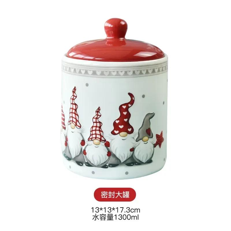 Nordic Santa cutlery set Western ceramic dinner plates Snack plate Creative Christmas gift home tea kettle cup sealed jar