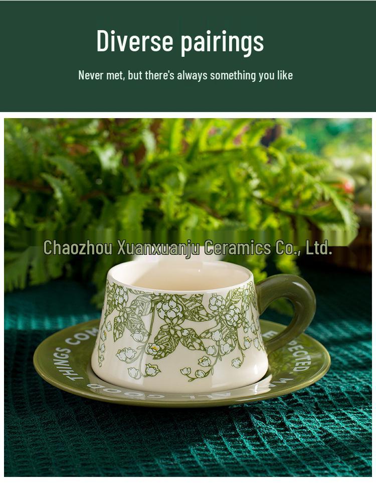 Retro Style Gift Box Set: High-End Ceramic Coffee and Tea Cup with Saucer