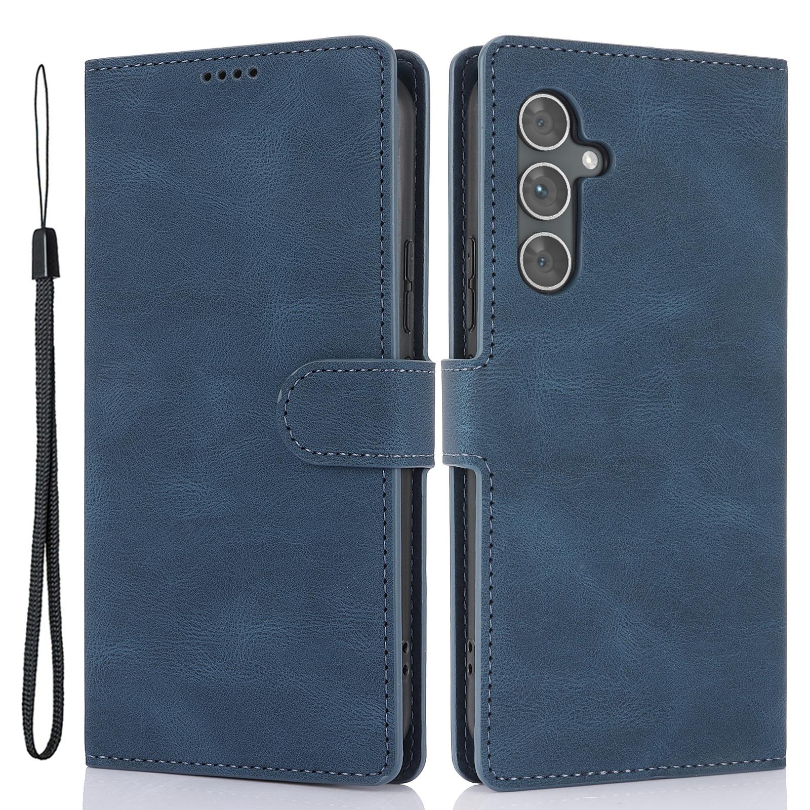 

Для Samsung Galaxy A25 5G (Глобальний) (161,0 x 76,5 x 8,3 мм) Класичний шкіряний чохол-гаманець з підставкою для телефону Blue