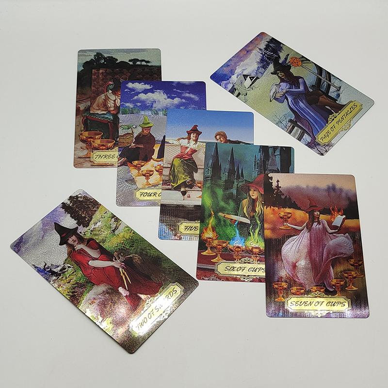 Neues Muster Goldfolie Tarotkarten Hexe Göttlich Prädiktives Brettspiel Wasserdicht Geheimnis Deck Für Anfänger Und Sammler