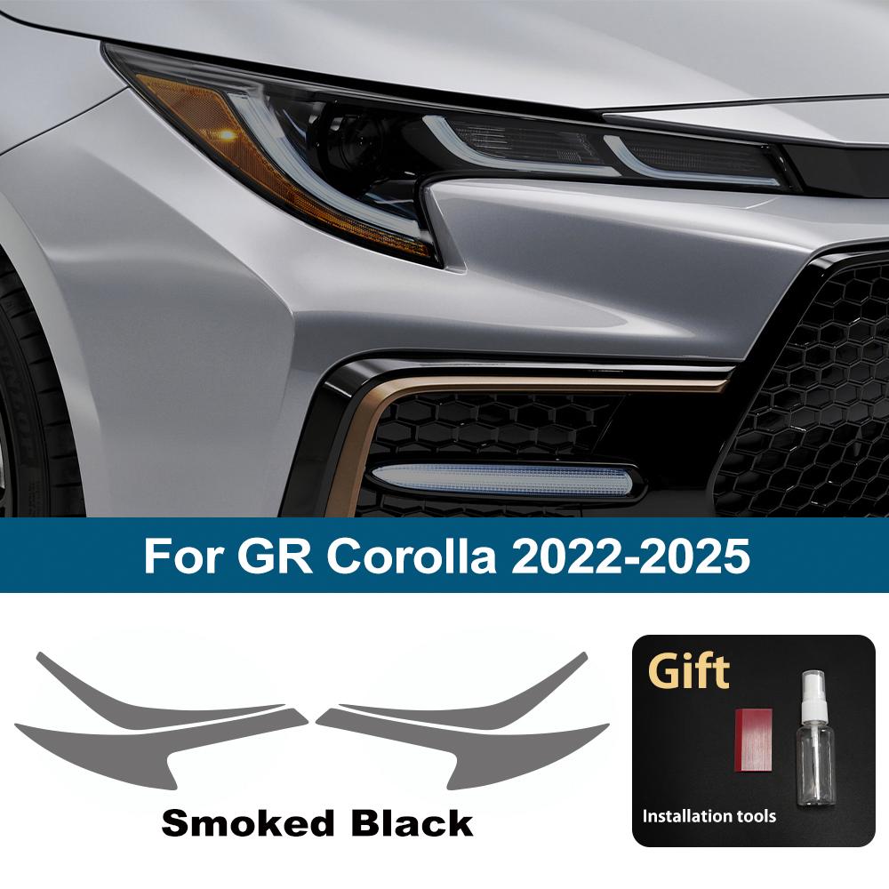 Anti-Scratch High-Gloss Car Headlight Protective Film Smoke Black Pre Cut For  GR Corolla Yaris Auto Vinyl Wrapping Film