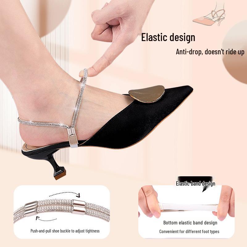 Multicolor Rhinestone Anti-Slip Elastic Heel Strap for High Heels, No Installation Required