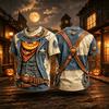 Halloween T-Shirt with Western Sheriff Pumpkin Print - Short Sleeve Casual Tee for Men and Women