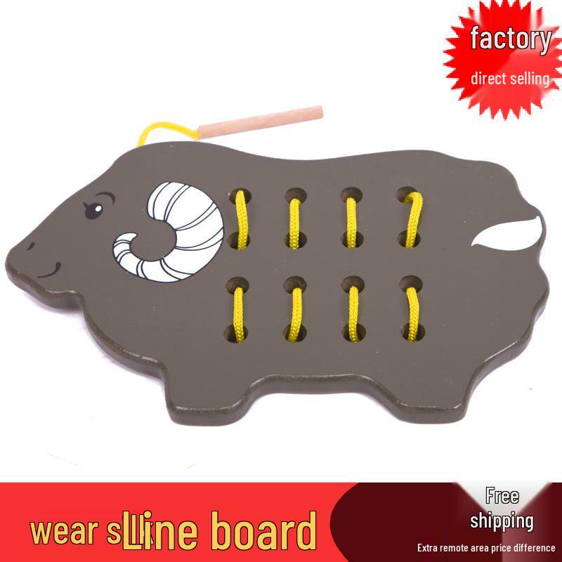 

Montessori Wooden Threading Board: Hand-Eye Coordination Toy for Toddlers Wooden