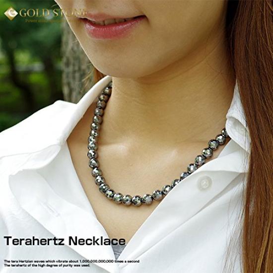[GOLD STONE] Genuine Terahertz Stone Necklace, Mirror Cut, 8mm, 40cm, 99.999% High Purity, Sparkling Like a Mirror Ball