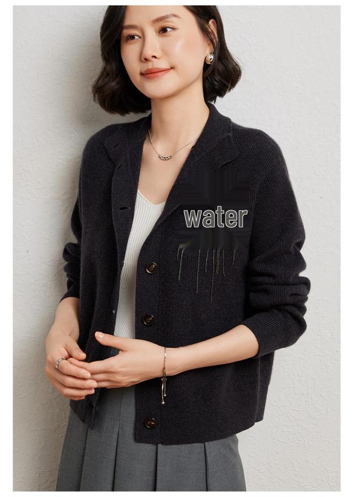 BC Style Cashmere Cardigan: Elegant Autumn/Winter Embroidered Floral Wool Knit Jacket for Women