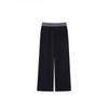 Women's Black Sports Sweatpants - Loose, Straight, Wide-Leg, Floor-Length, Slimming Drape, Spring Casual Wear