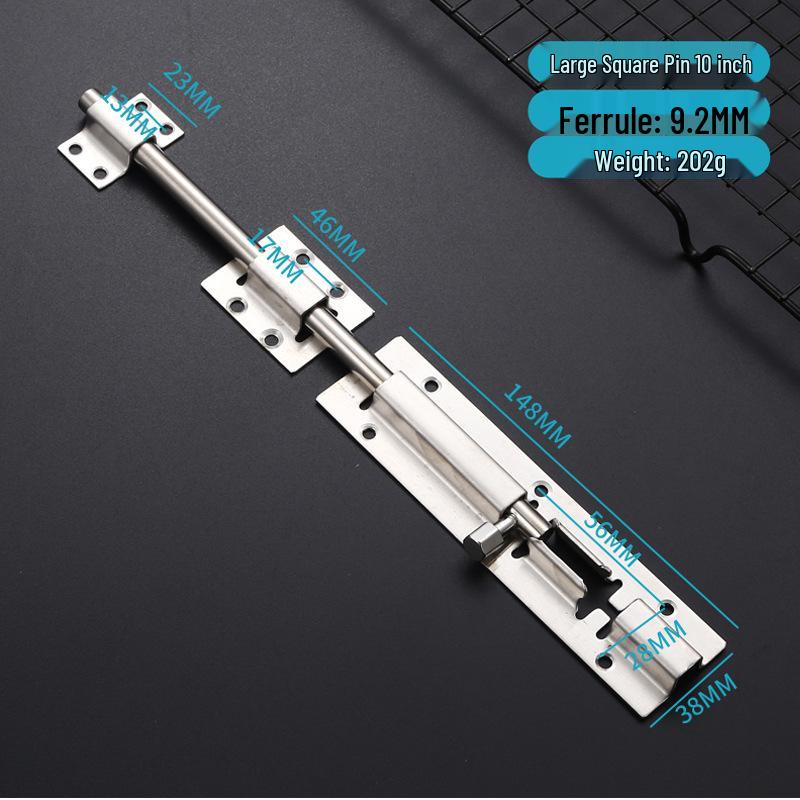 Thickened Stainless Steel Anti-Theft Door & Window Latch: Square Bolt for Cabinets & Doors, Surface-Mounted, Chinese Style