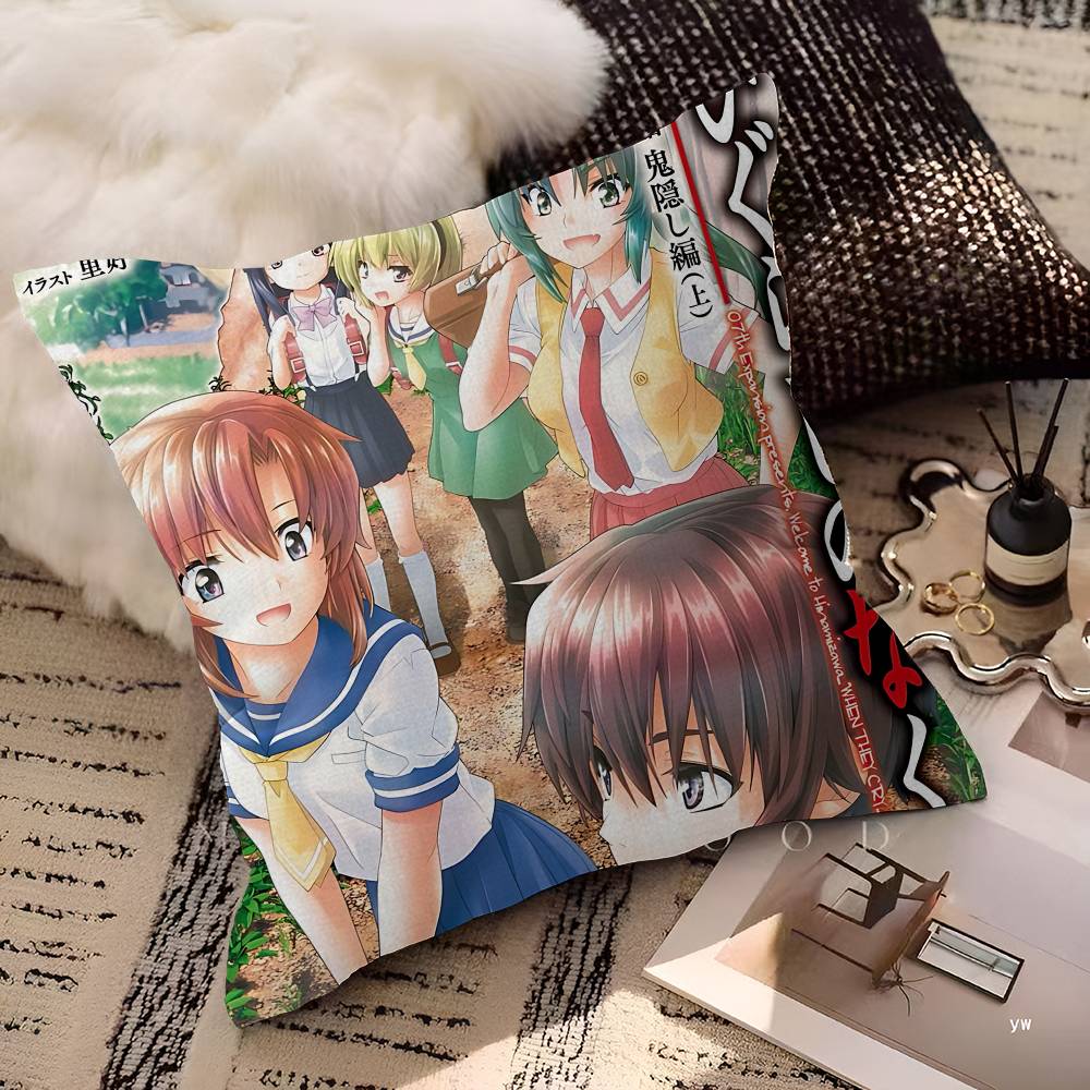 Higurashi When They Cry Cartoon Personalized Picture Text Home Decorative Pillows Household Gifts 45x45cm