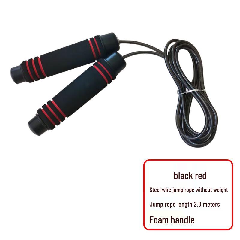 

2-Pack Built-in Bearing Steel Wire Jump Ropes with Black-Red Sponge Handles