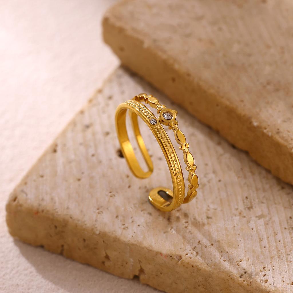 Gold Color Flower Rings For Women Aesthetic Geometry Stainless Steel Star Anillos Party Wedding Jewelry Elegant Gift Christmas