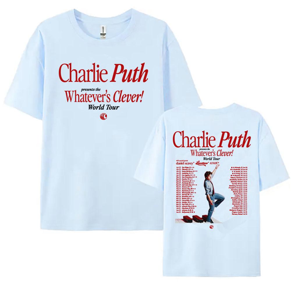 Charlie Puth Whatever's Clever! World Tour 2026 T-shirt Summer Short Sleeve Cotton O-neck Tshirts Unisex Streetwear Graphic Tees