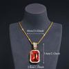 Fashion Red Rhinestone Pendant Necklace For Men with Zircon Cuban Chain Iced Out Bling Hiphop Necklaces Rock Biker Jewelry Gifts