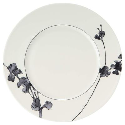 Black Plant Print Plate, 23cm, Black, Plant Pattern, Stylish Meat Plate, Microwave Safe, Made In Japan, 51230-5514