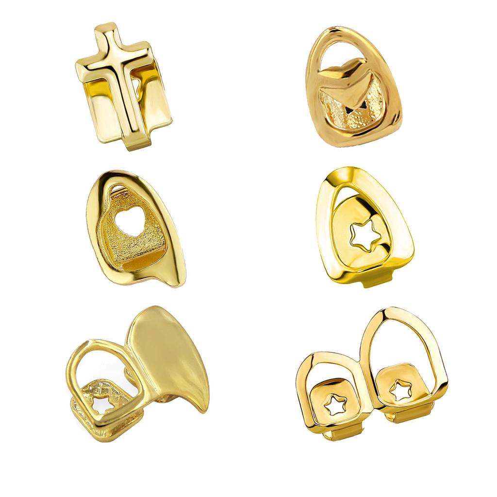 Real Gold Plated Hip-Hop Teeth Brace TEMU Halloween Hot-Selling Gold Teeth Set Rap Versatile Personality Teeth Accessories Wholesale