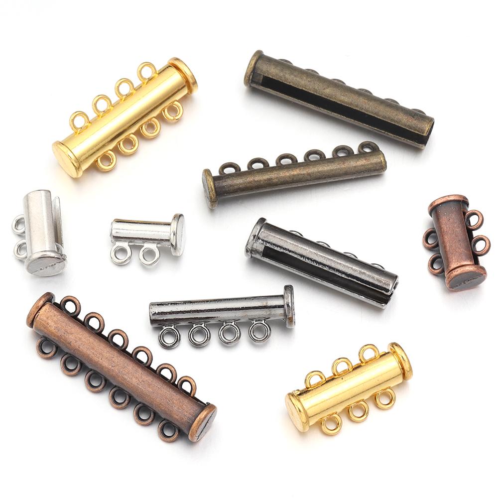 5Pcs 2/3/4/5/6/8 Holes Strong Magnetic Clasps Slide Tubes Lock Clasp Connectors DIY Bracelet Necklace Buckle Hook Jewelry Making