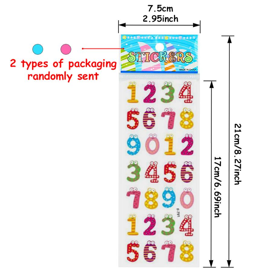 6/12/24pcs Cartoon Bubble Stickers (Number Design) - Self-adhesive & Easy to Stick Perfect for Creative Graffiti Student Rewards