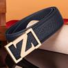 Men's Z Letter Business Casual Buffalo Leather Belt with Stainless Steel Buckle