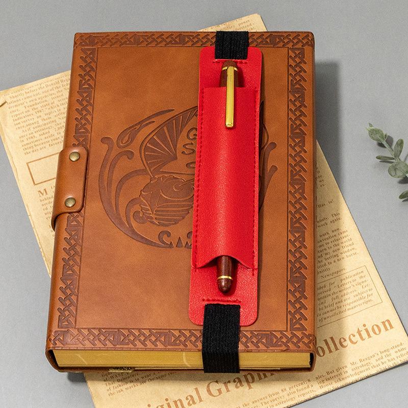 Portable PU Leather Pen Holder with Elastic Band for Single Fountain or Ballpoint Pen